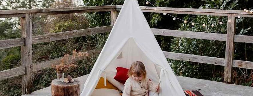 çocuklar için bahçeye kurulabilecek oyun çadırı